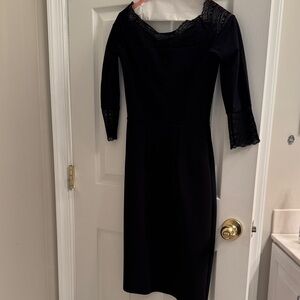 Chiara Boni Black Long Sleeve Dress with Lace